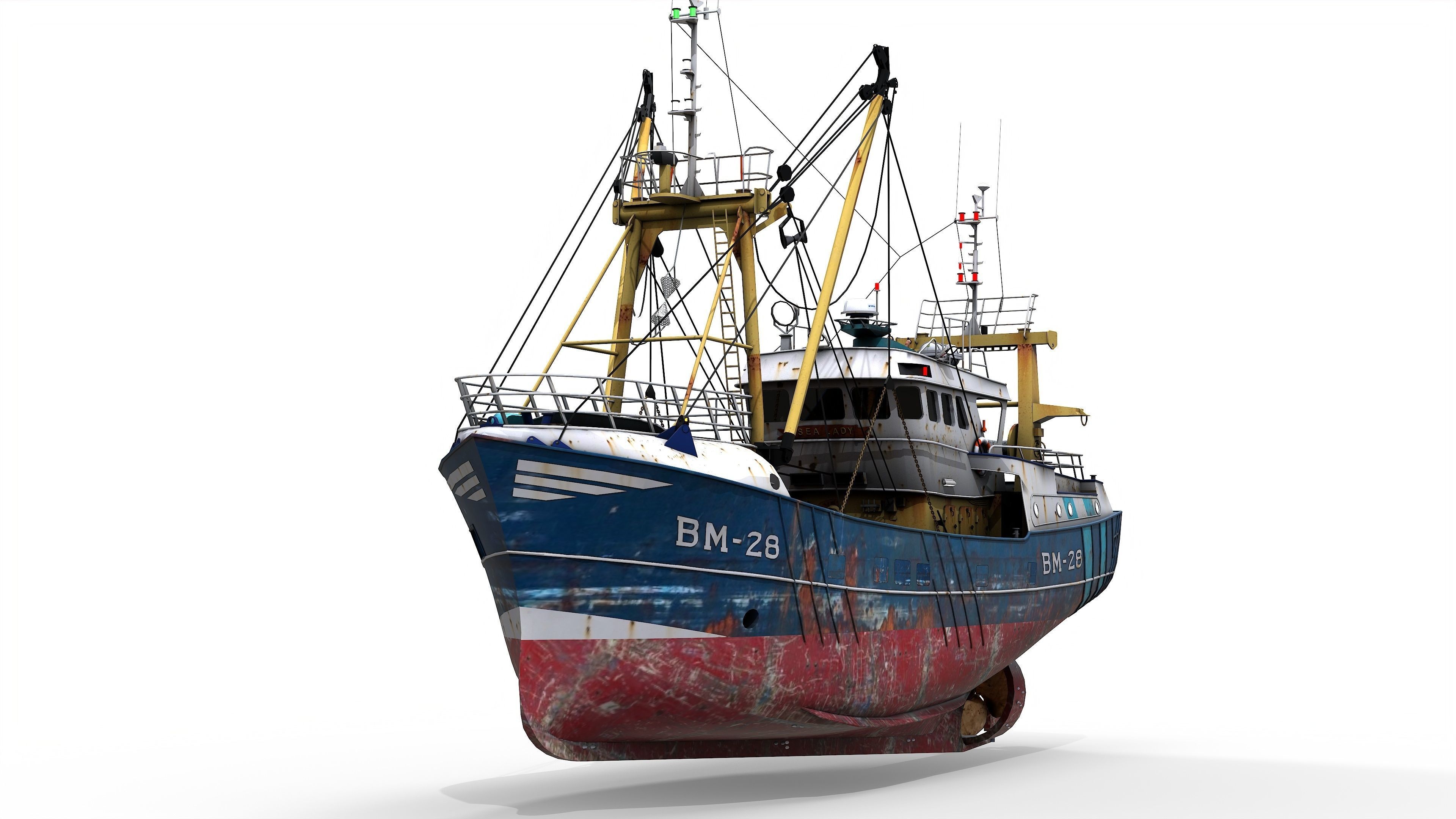 Trawler Sea Lady Low-poly 3D model_7