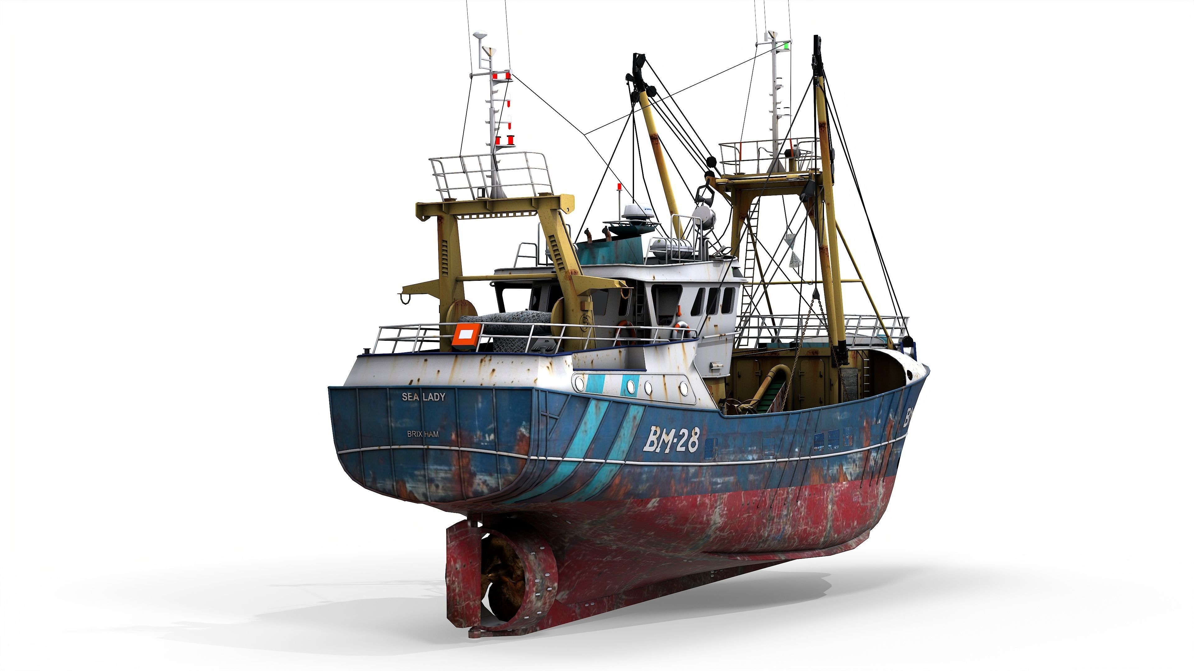 Trawler Sea Lady Low-poly 3D model_4