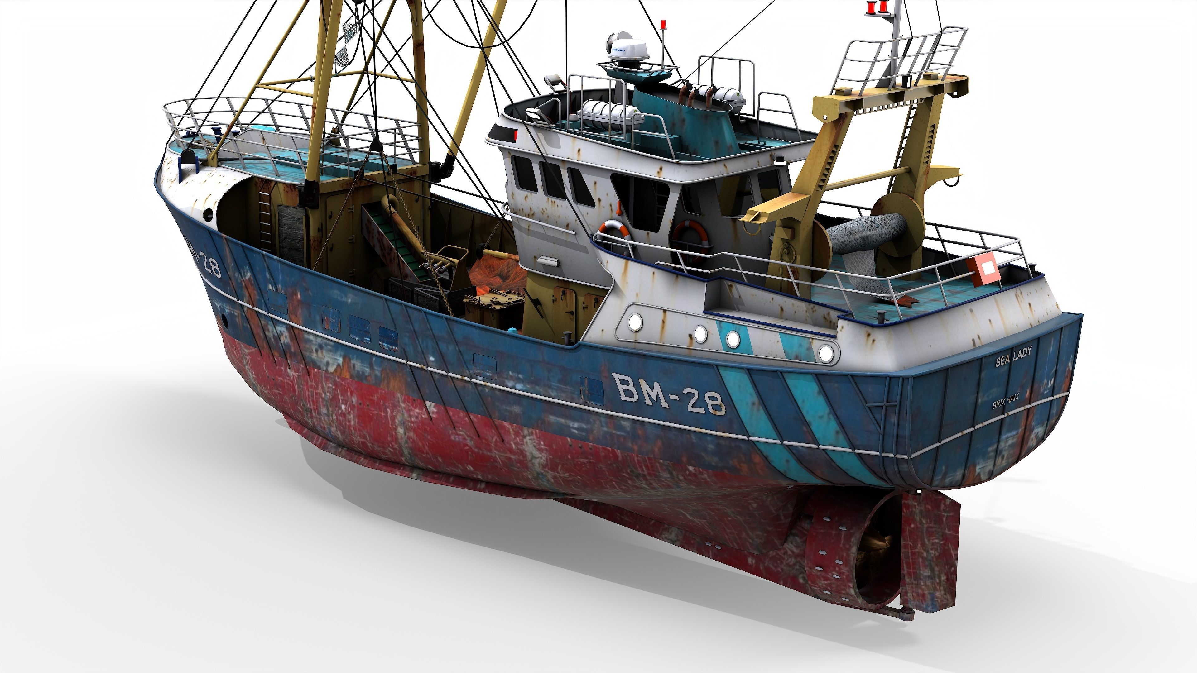 Trawler Sea Lady Low-poly 3D model_6