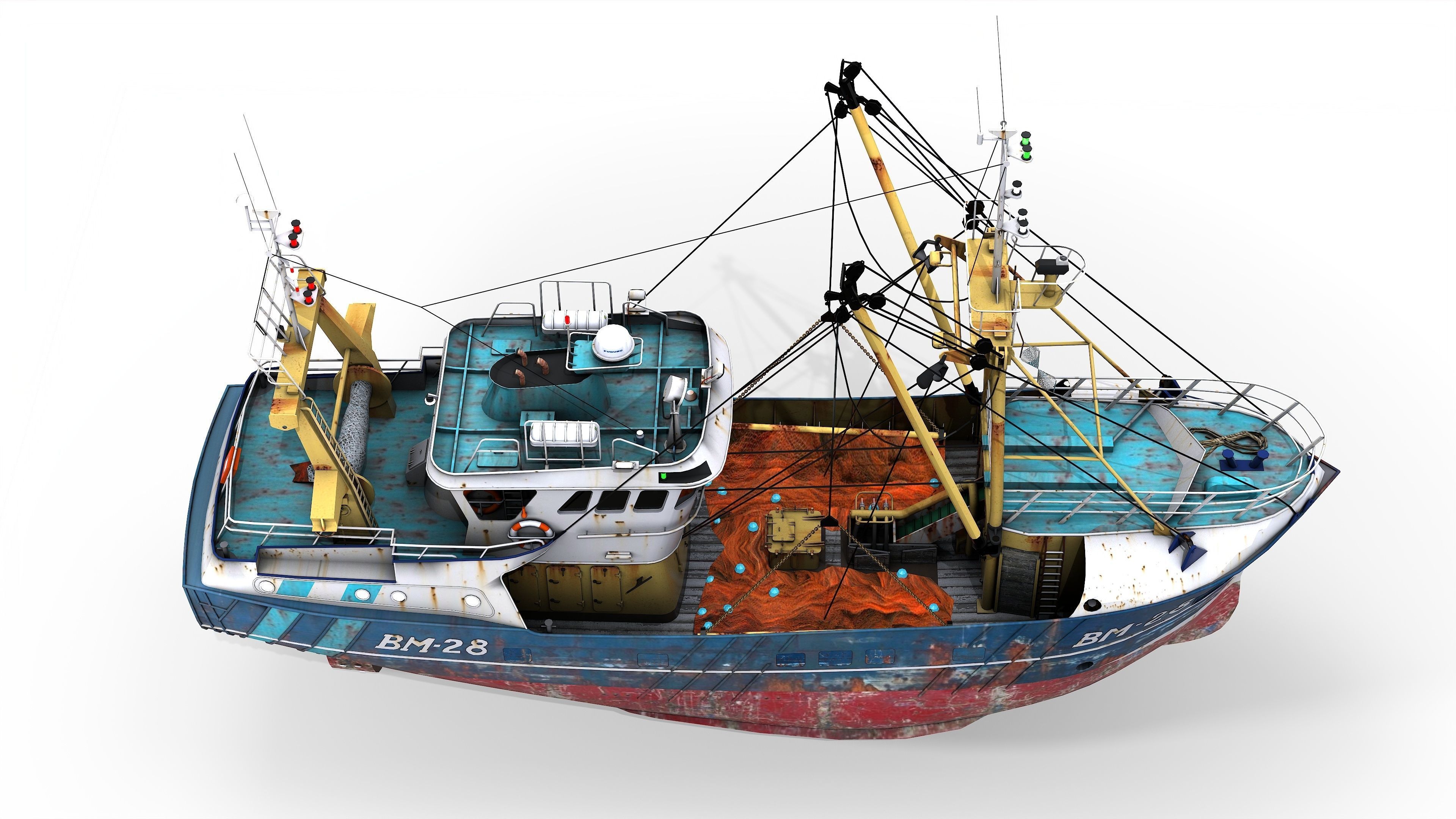 Trawler Sea Lady Low-poly 3D model_10