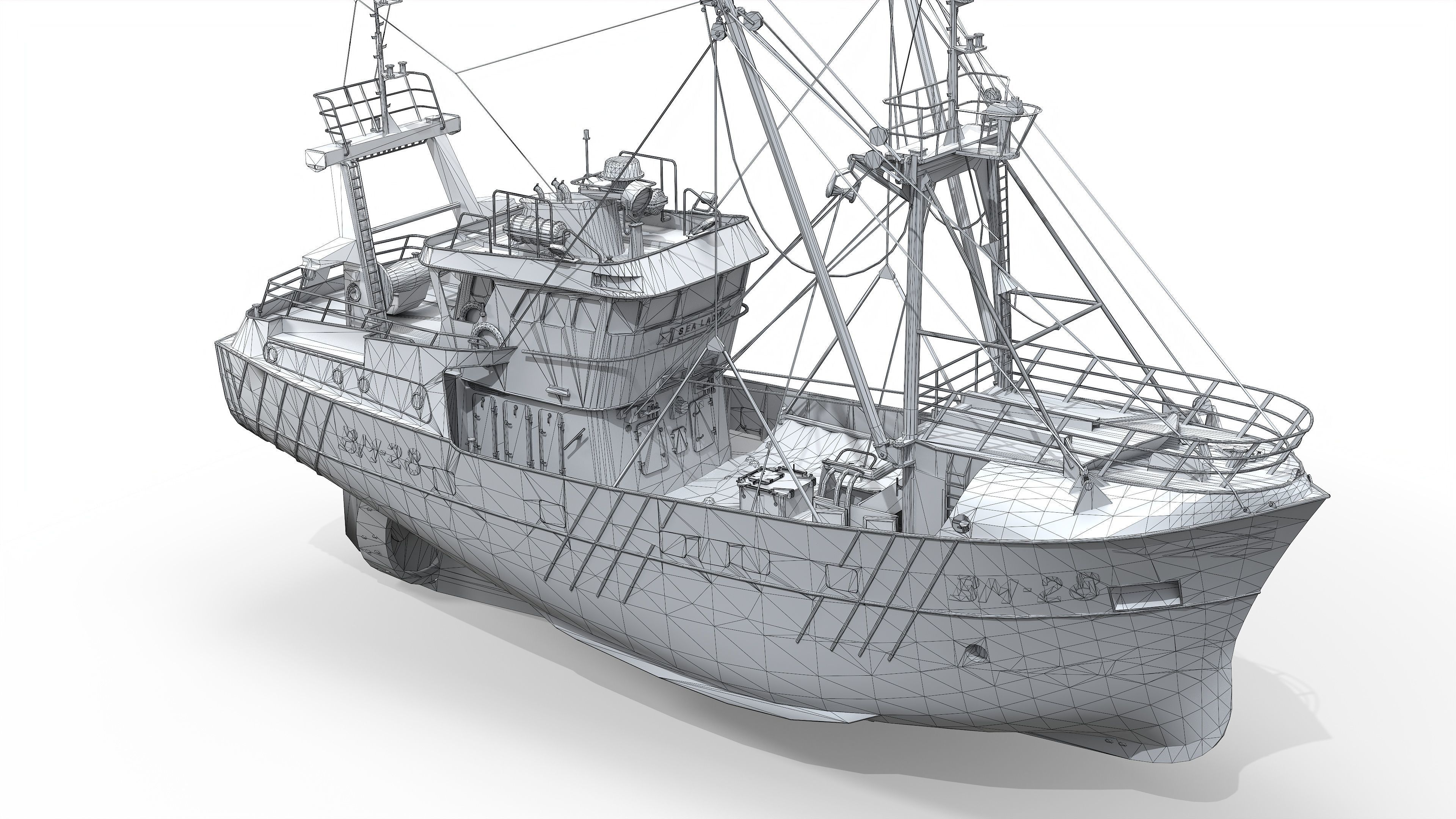 Trawler Sea Lady Low-poly 3D model_14