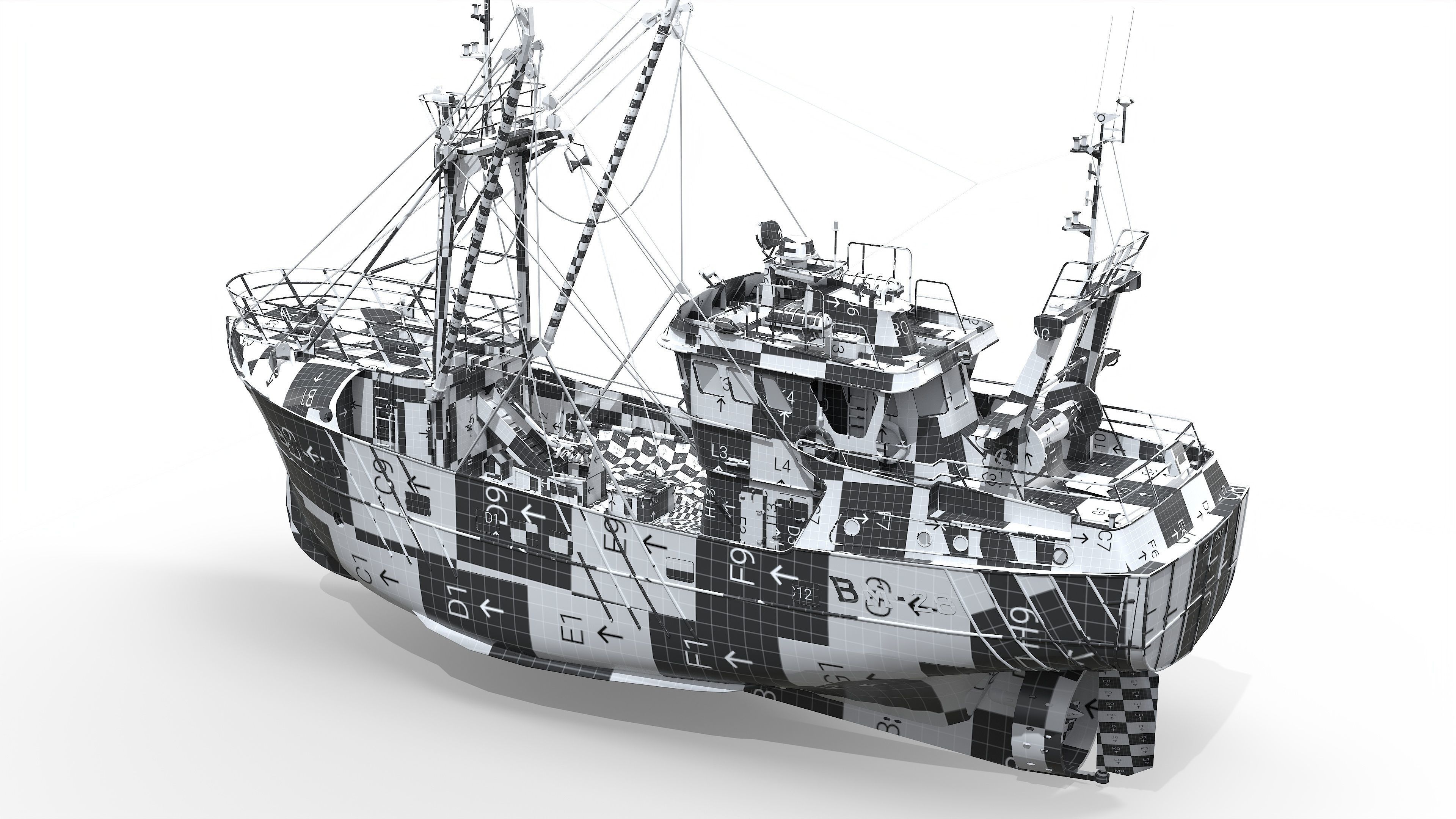 Trawler Sea Lady Low-poly 3D model_12