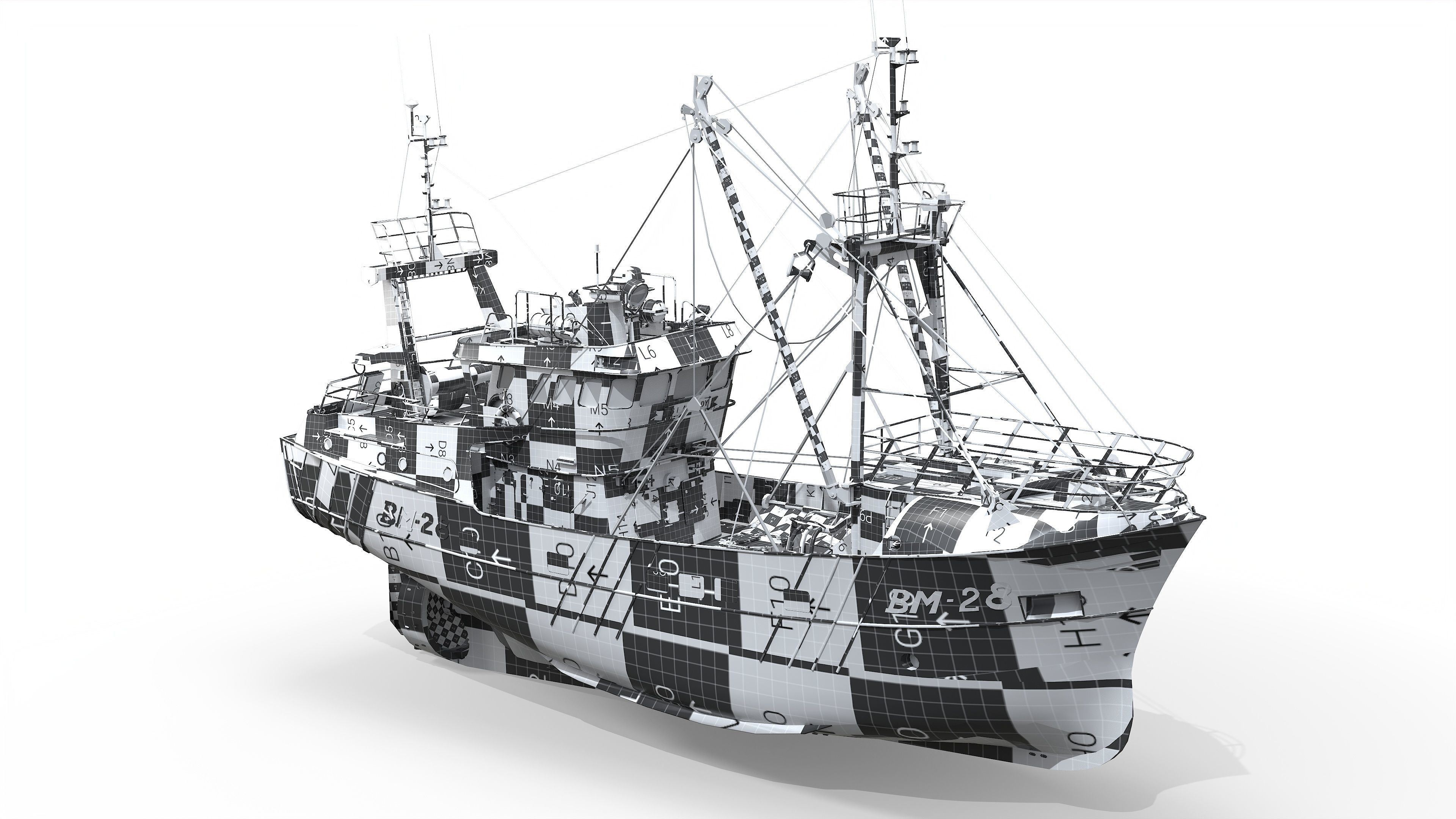 Trawler Sea Lady Low-poly 3D model_11