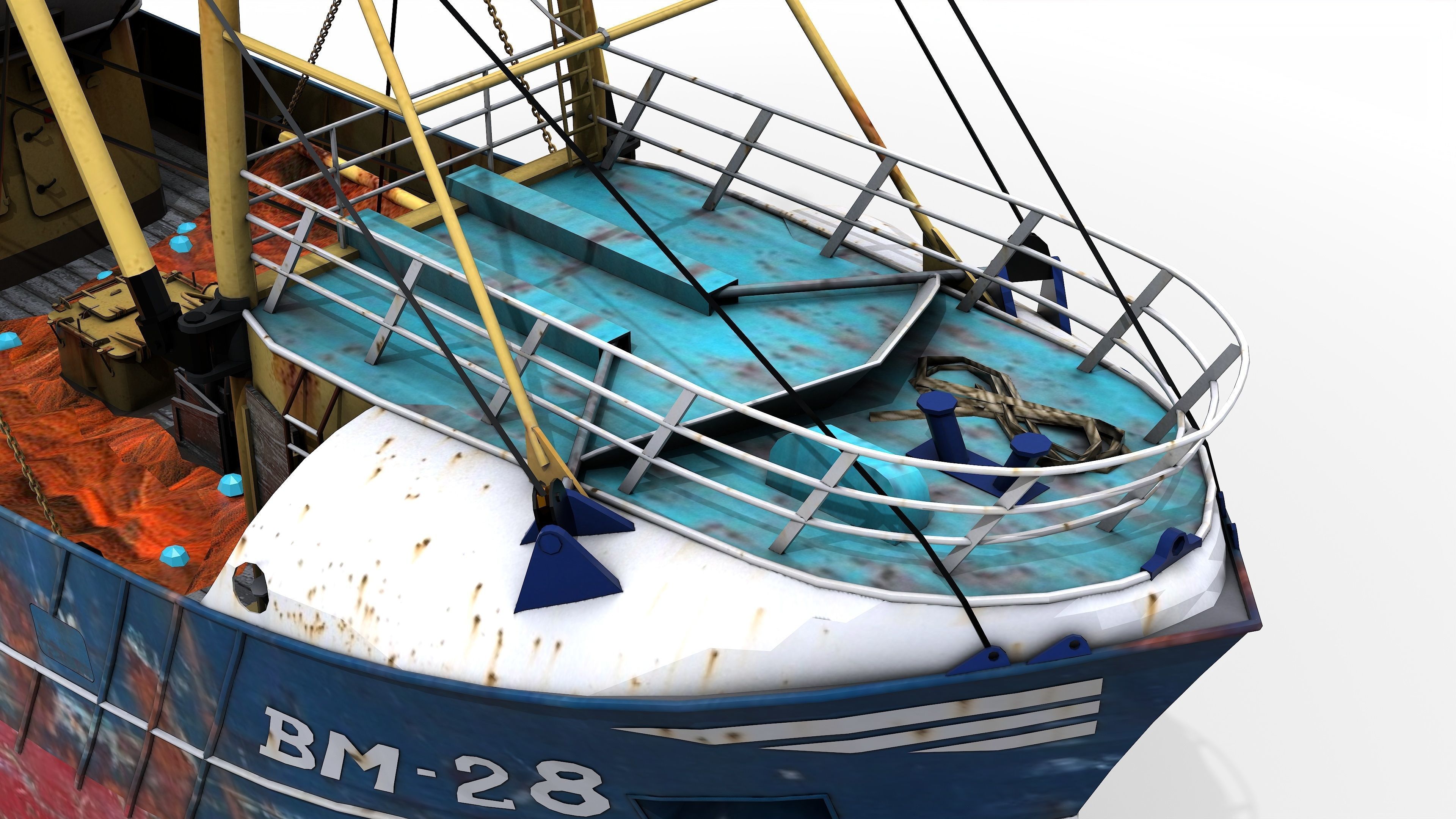 Trawler Sea Lady Low-poly 3D model_8