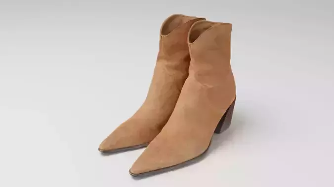  Pair of brown leather suede woman boots shoes