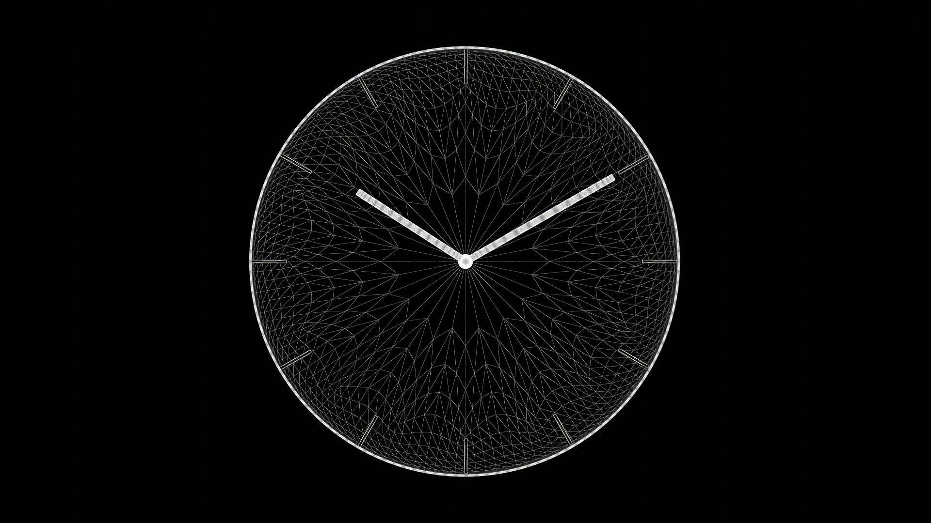 Minimalistic wall clock Low-poly 3D model_5