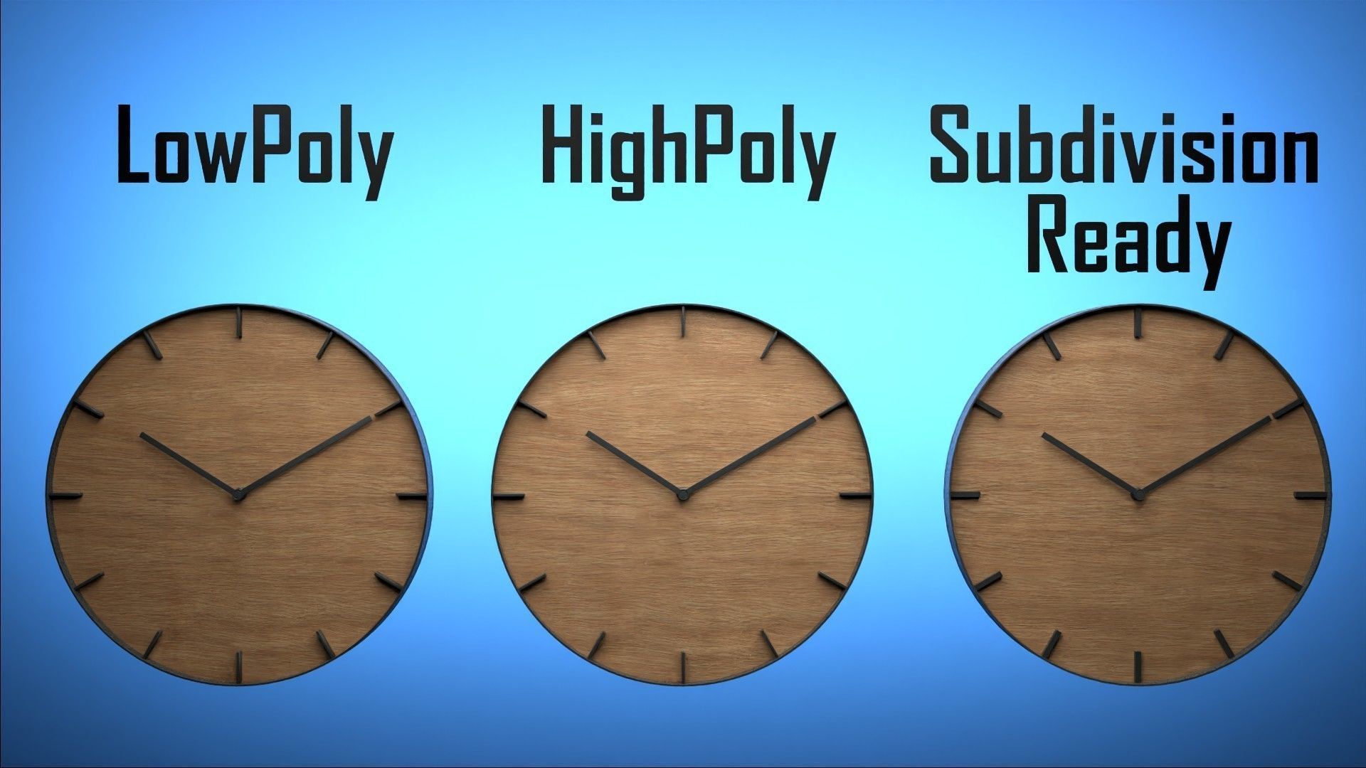Minimalistic wall clock Low-poly 3D model_6