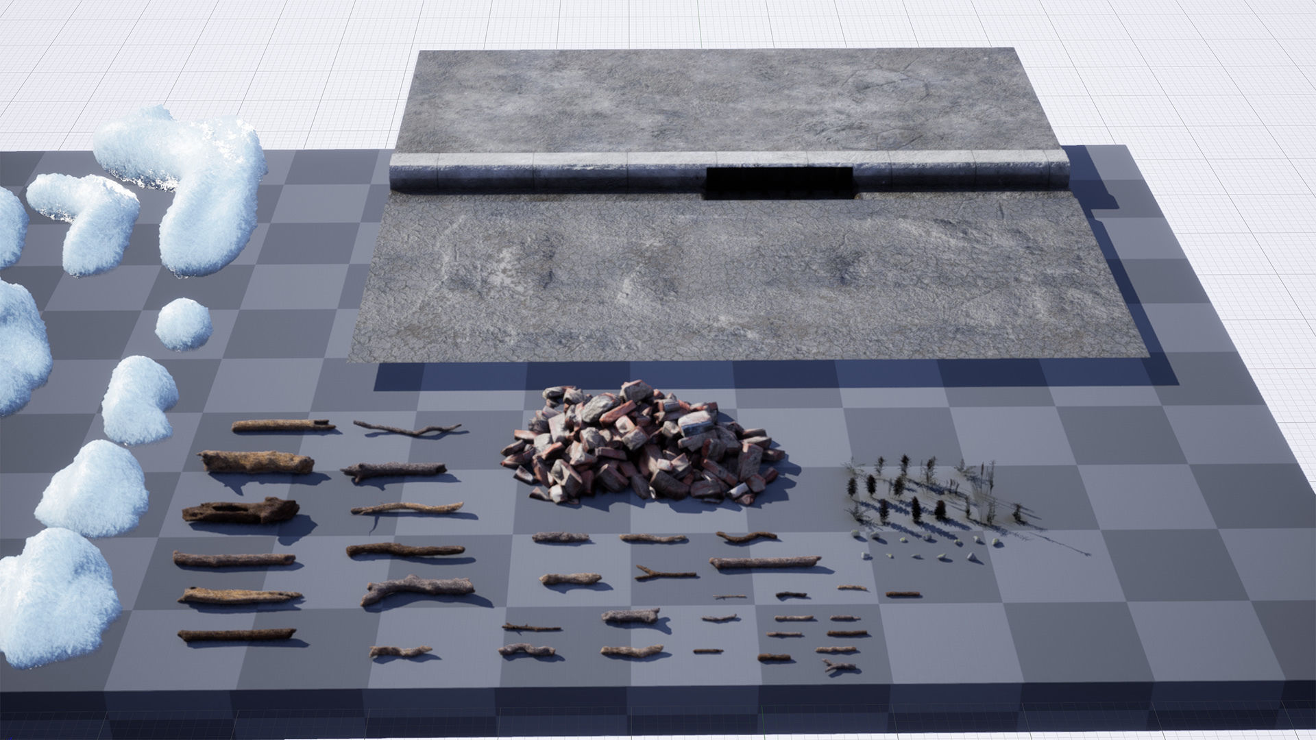 Snow Material and Props 80 Assets Low-poly 3D model_8