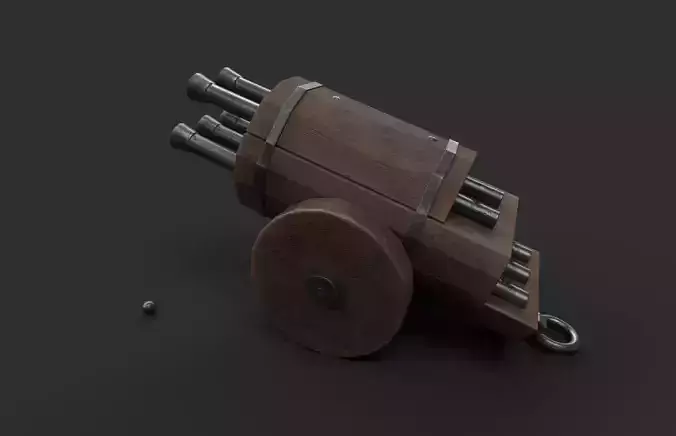 Medieval 15th century organ gun Low-poly 3D model
