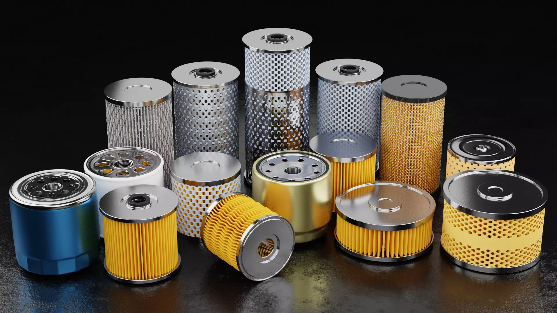 Automotive filters package 3D Model Collection_0