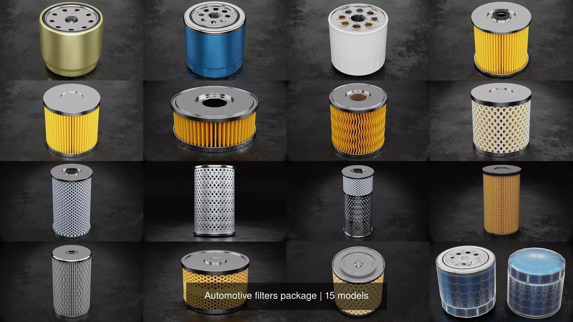Automotive filters package 3D Model Collection_1