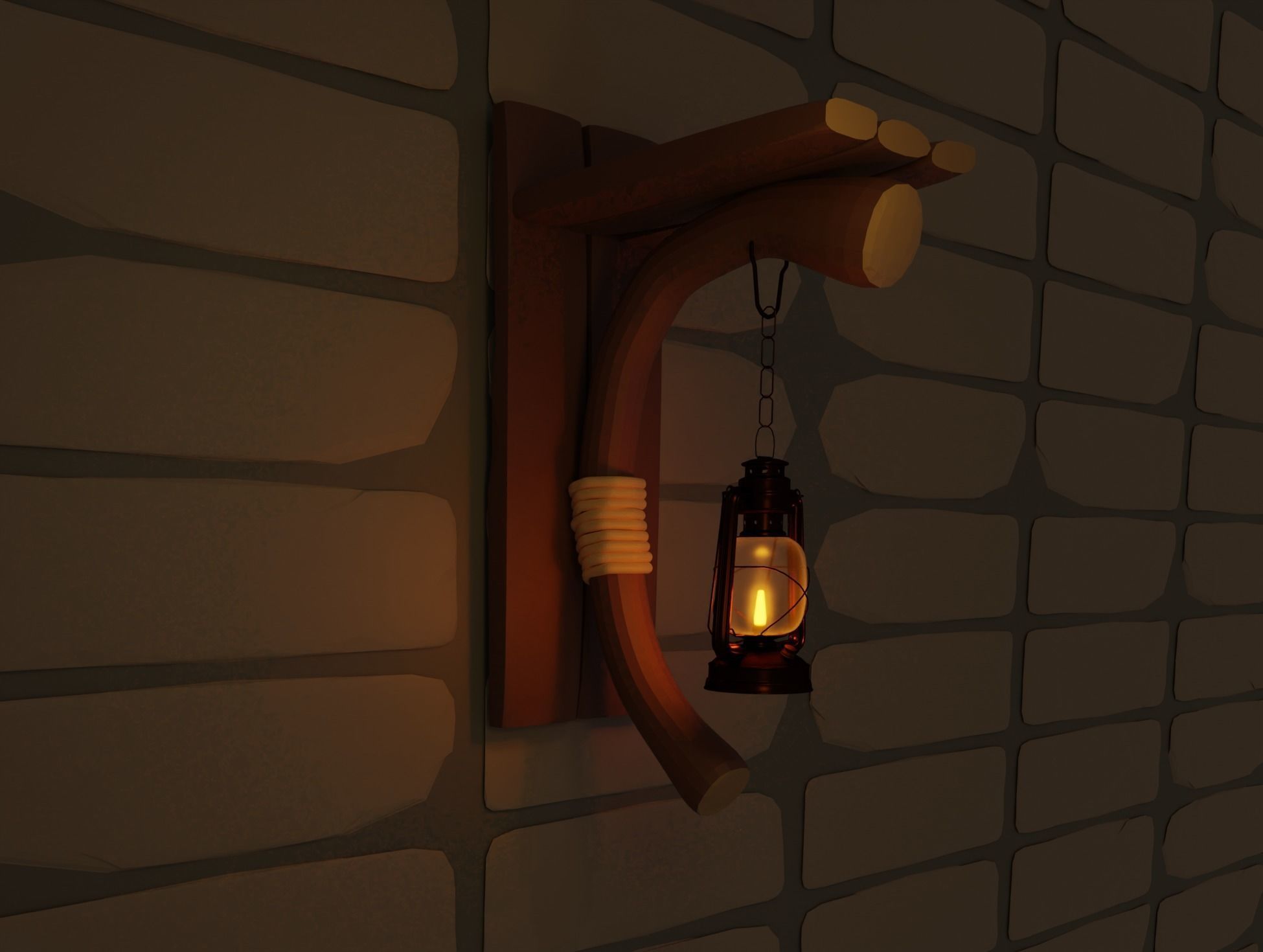 Gas lamb Low-poly 3D model_1