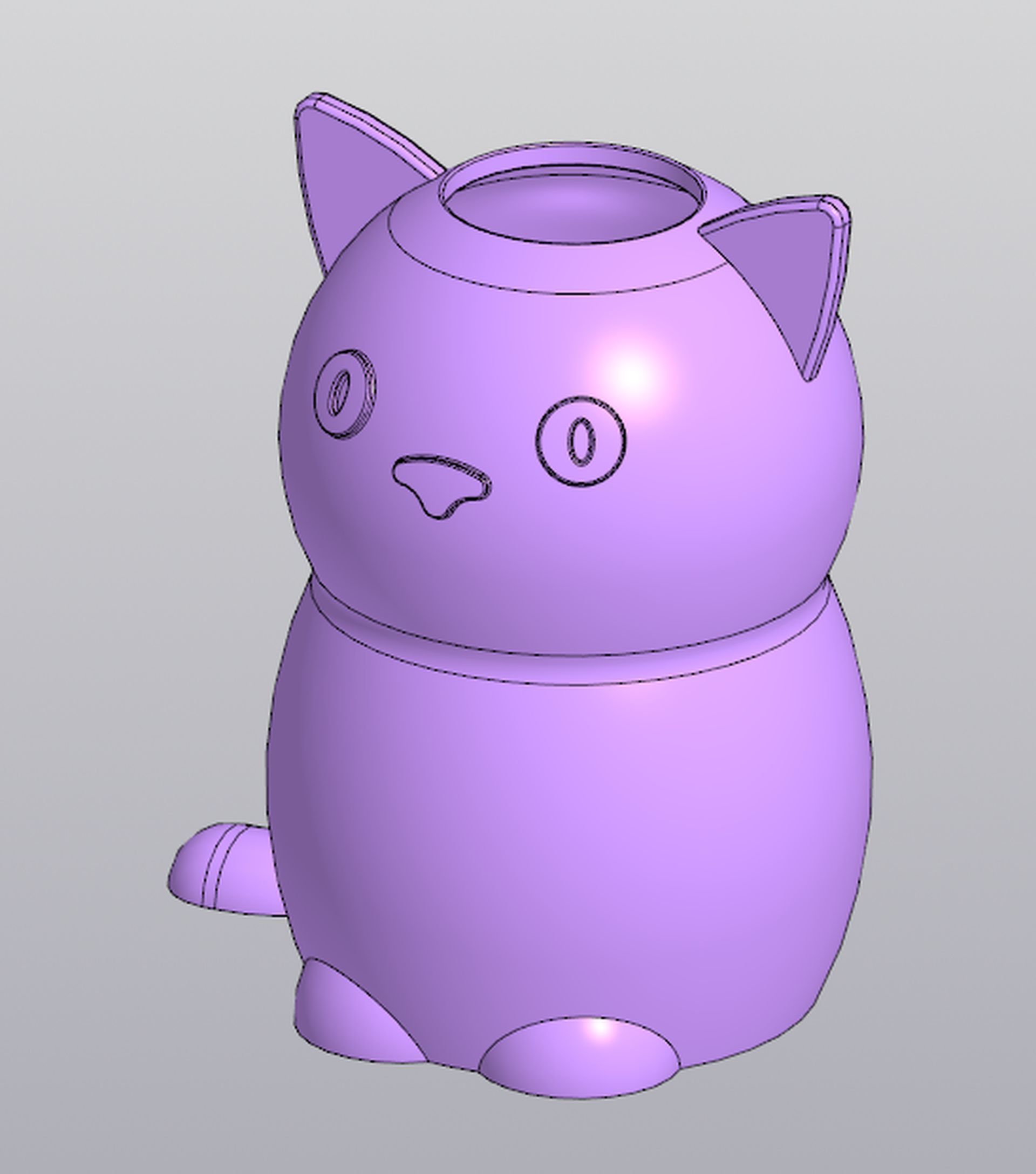 Funny cat Vase Penholder 3D print model_1