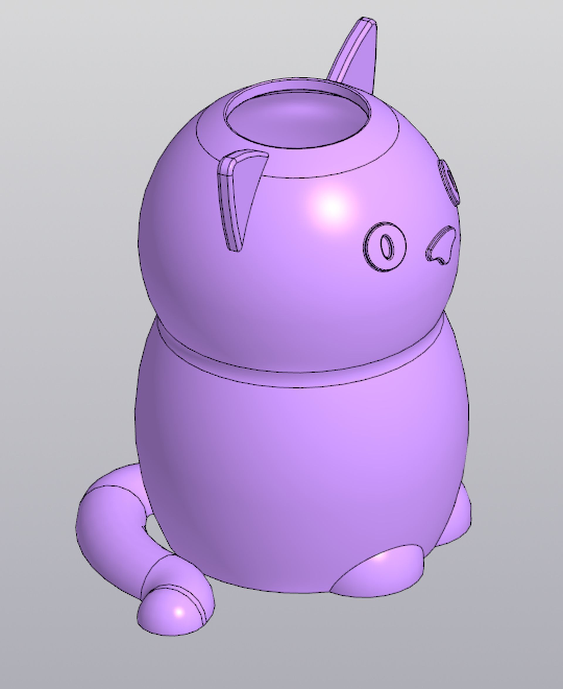 Funny cat Vase Penholder 3D print model_2