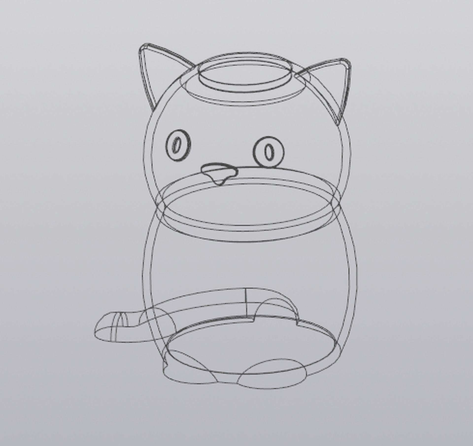 Funny cat Vase Penholder 3D print model_8