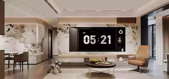 3D Model of Interior Design for Nighttime Apartments