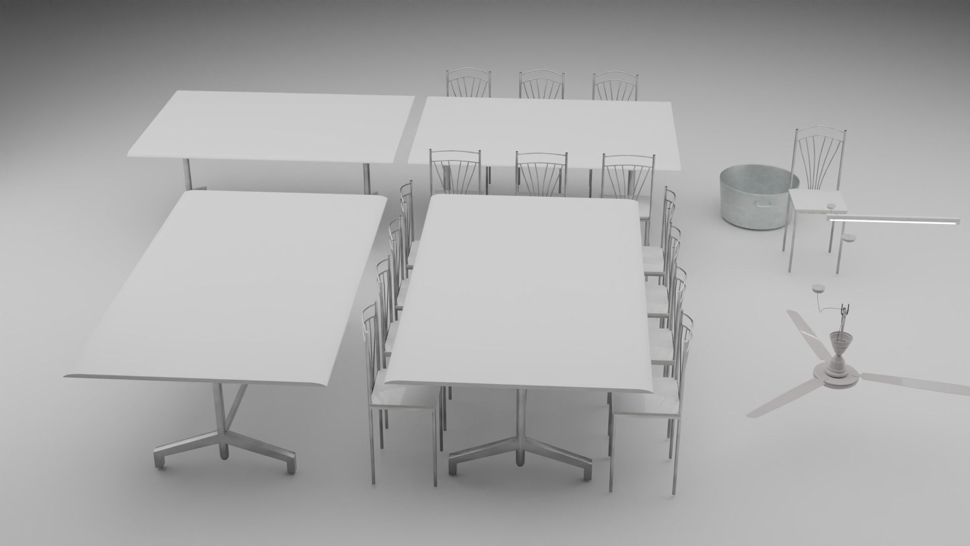College Cantin Set 3D model_2