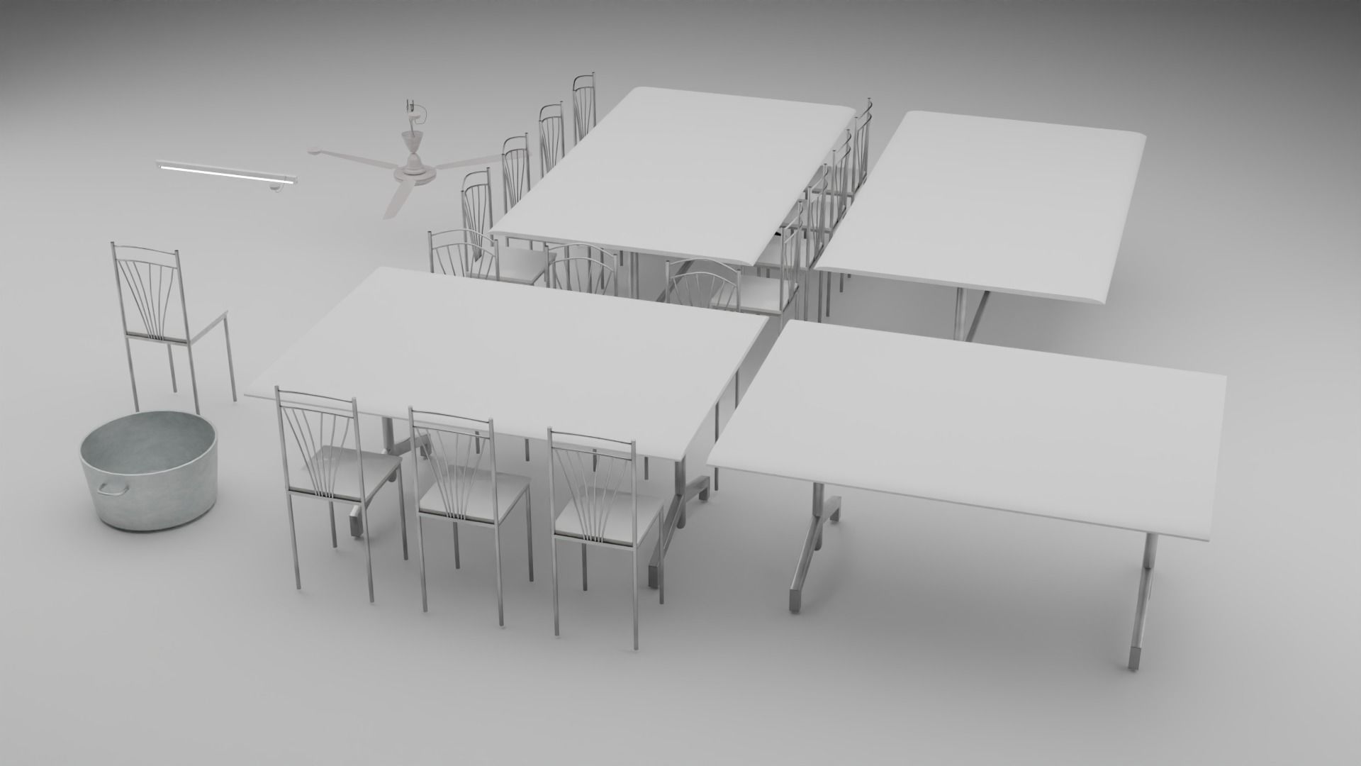 College Cantin Set 3D model_4