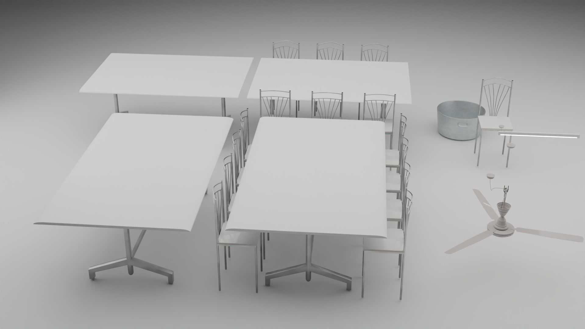 College Cantin Set 3D model_1