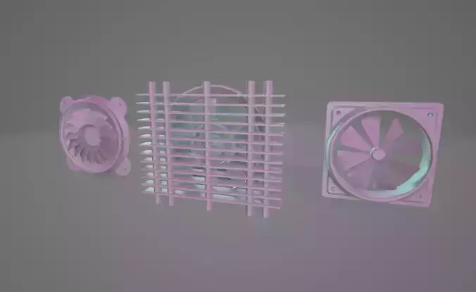Computer Fans Low-poly 3D model