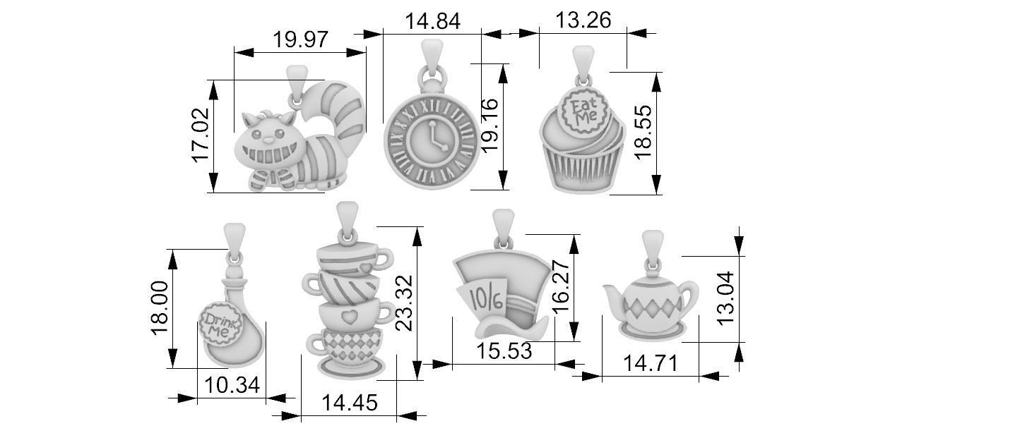 Wonderland Elements Pendants 3D print model_4