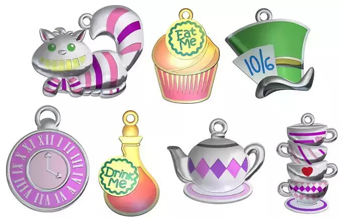 Wonderland Elements Pendants 3D print model