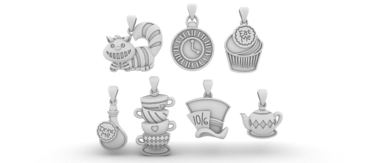 Wonderland Elements Pendants 3D print model_23