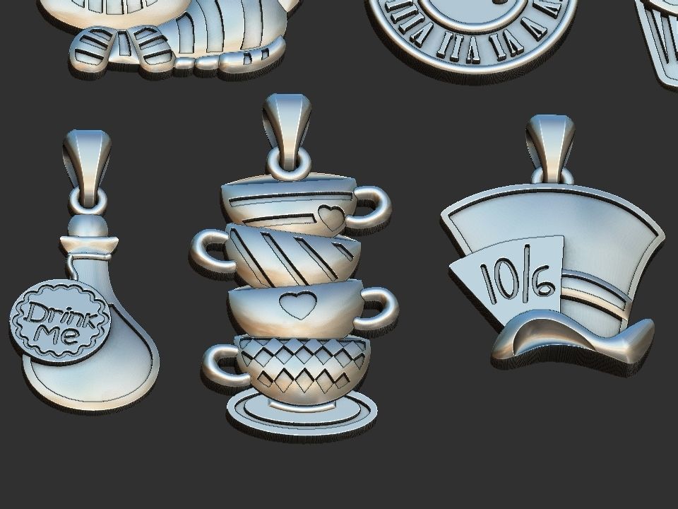 Wonderland Elements Pendants 3D print model_21