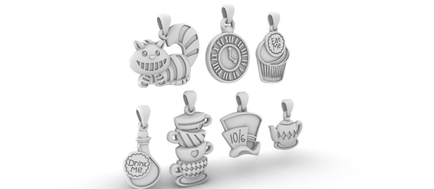 Wonderland Elements Pendants 3D print model_24