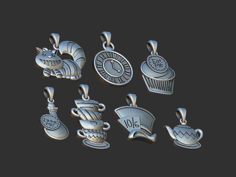 Wonderland Elements Pendants 3D print model_2