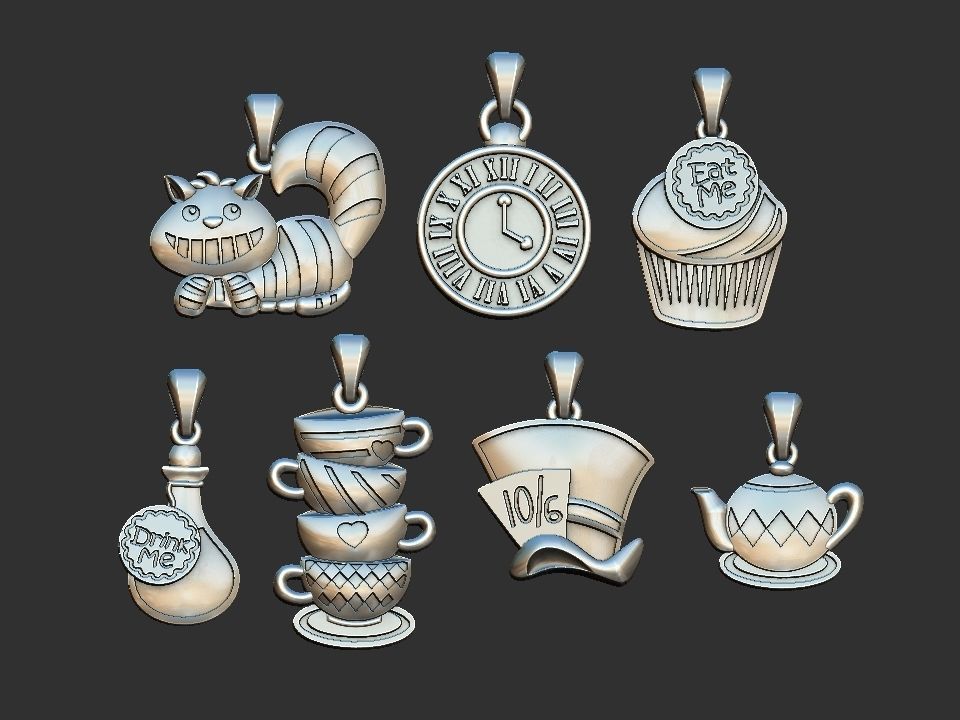 Wonderland Elements Pendants 3D print model_1