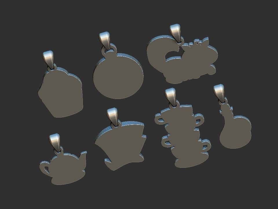 Wonderland Elements Pendants 3D print model_3