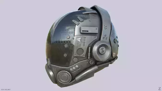 Scifi helmet Low-poly 3D model
