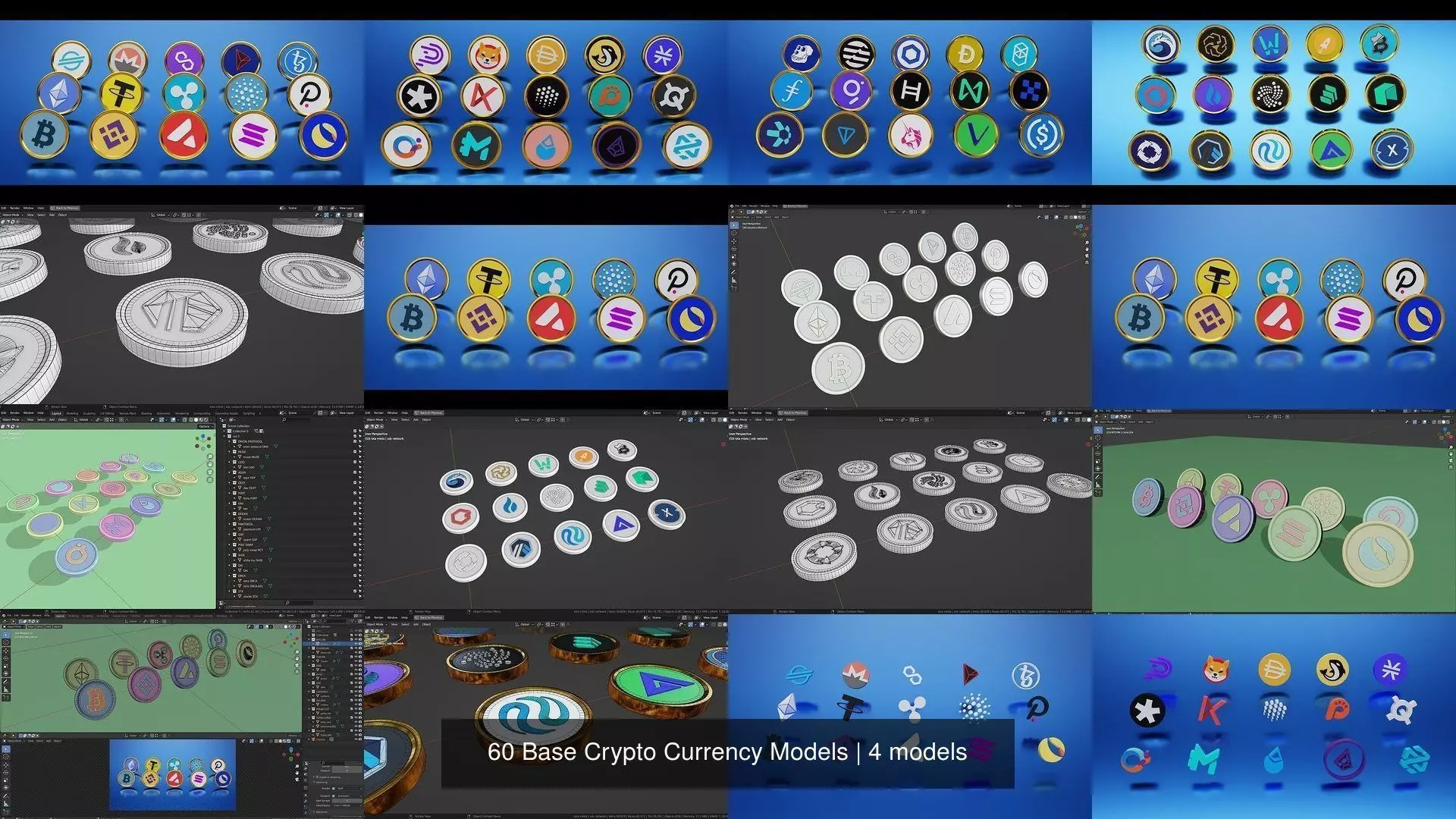 60 Base Crypto Currency Models 3D Model Collection_0