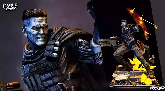 Wicked Marvel Cable Sculpture ready for 3d printing