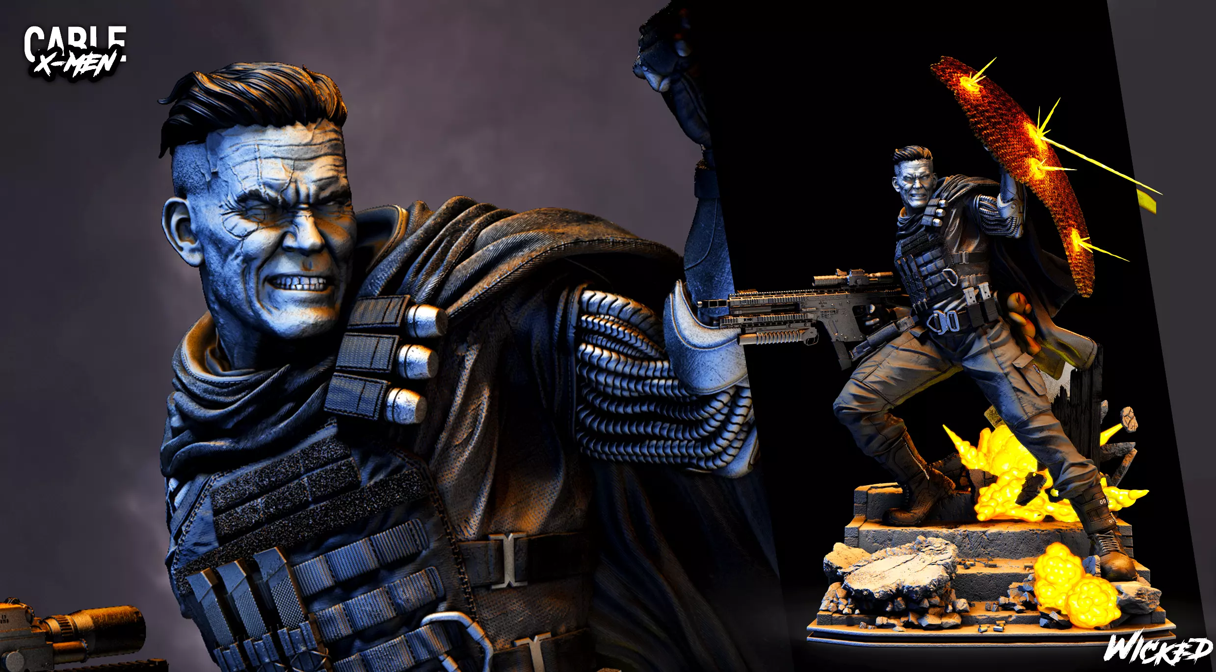 Wicked Marvel Cable Sculpture ready for 3d printing 3D print model_0