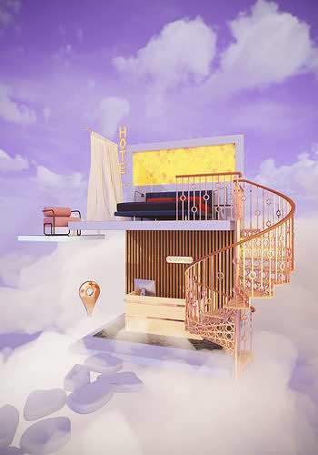 Hotel Bed Concept 3D model