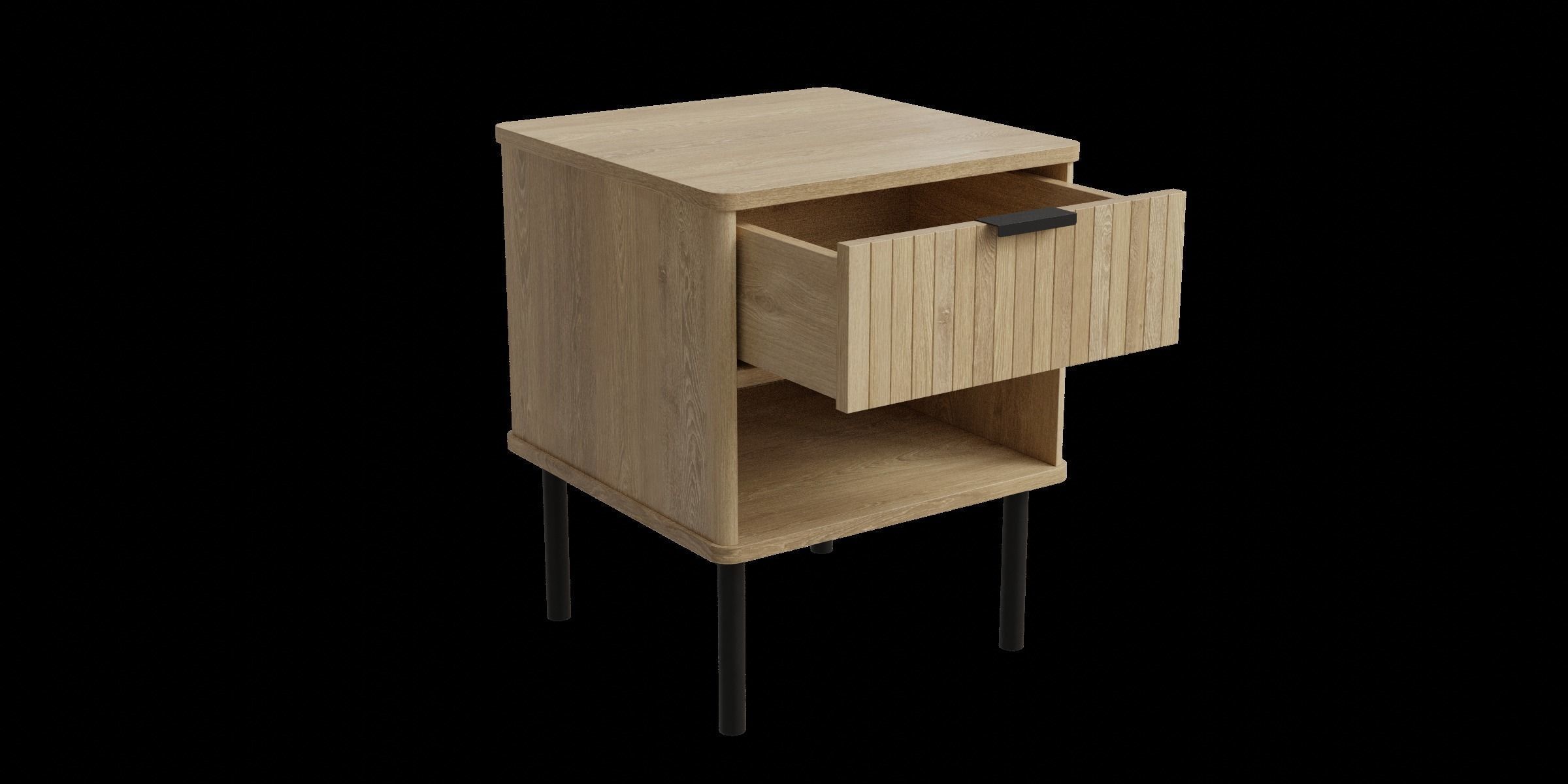 Natural Oak Nightstand With Storage And Drawers Low-poly 3D model_6