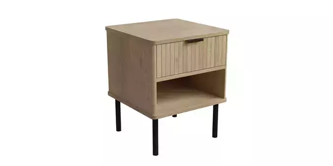 Natural Oak Nightstand With Storage And Drawers