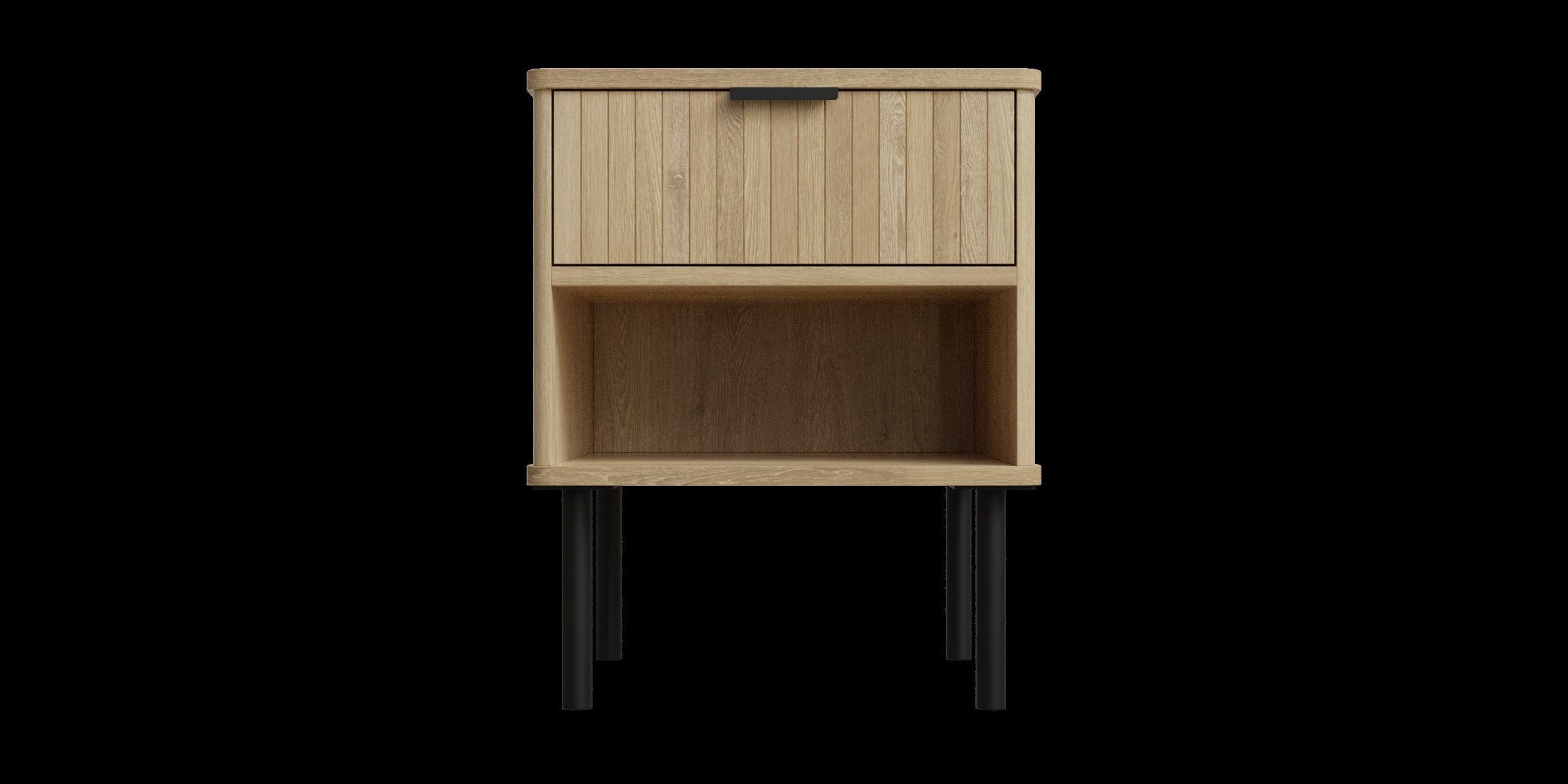 Natural Oak Nightstand With Storage And Drawers Low-poly 3D model_7