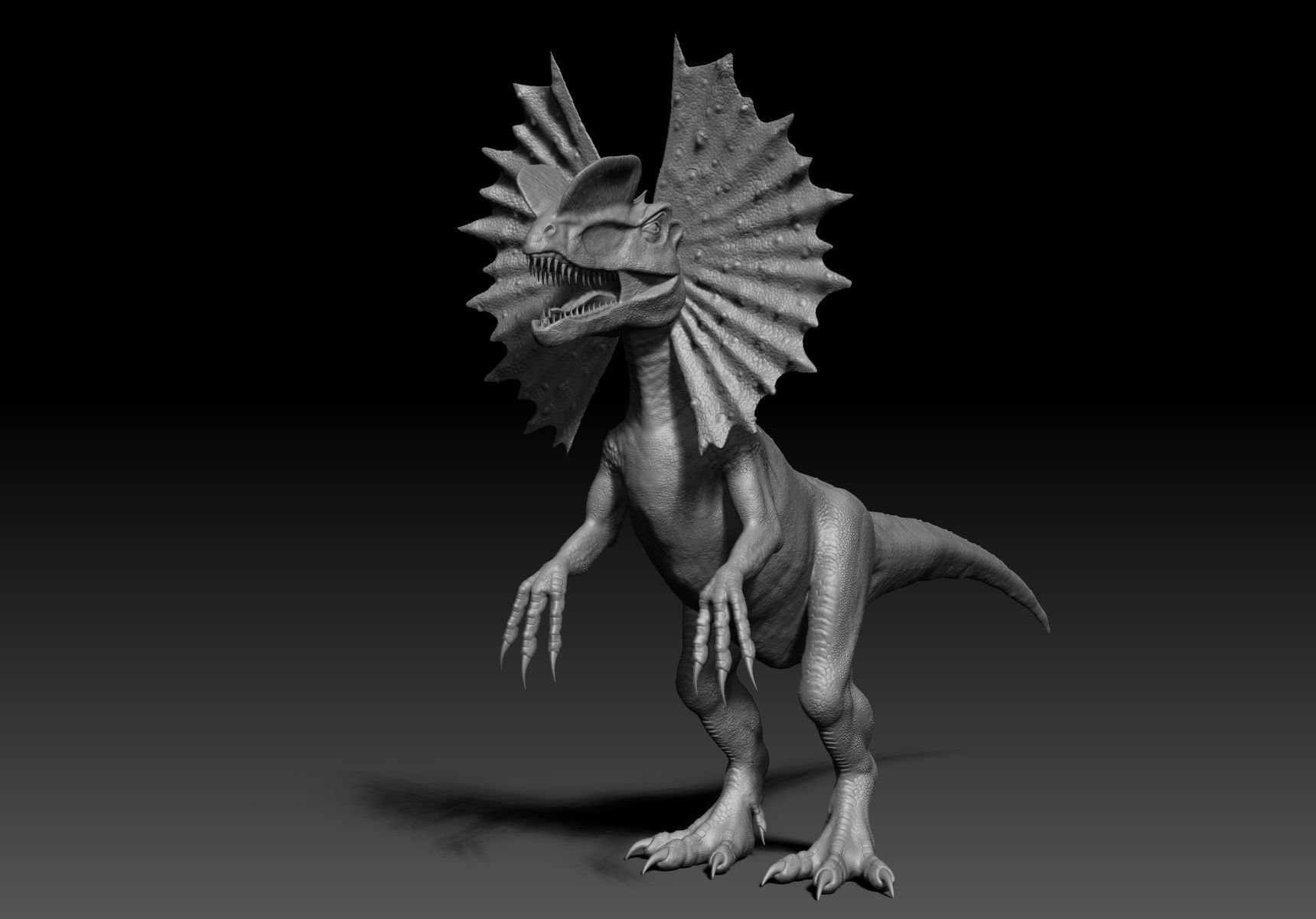 Dinosaur Dilophhosaurus Sculpt Project 3D model_9