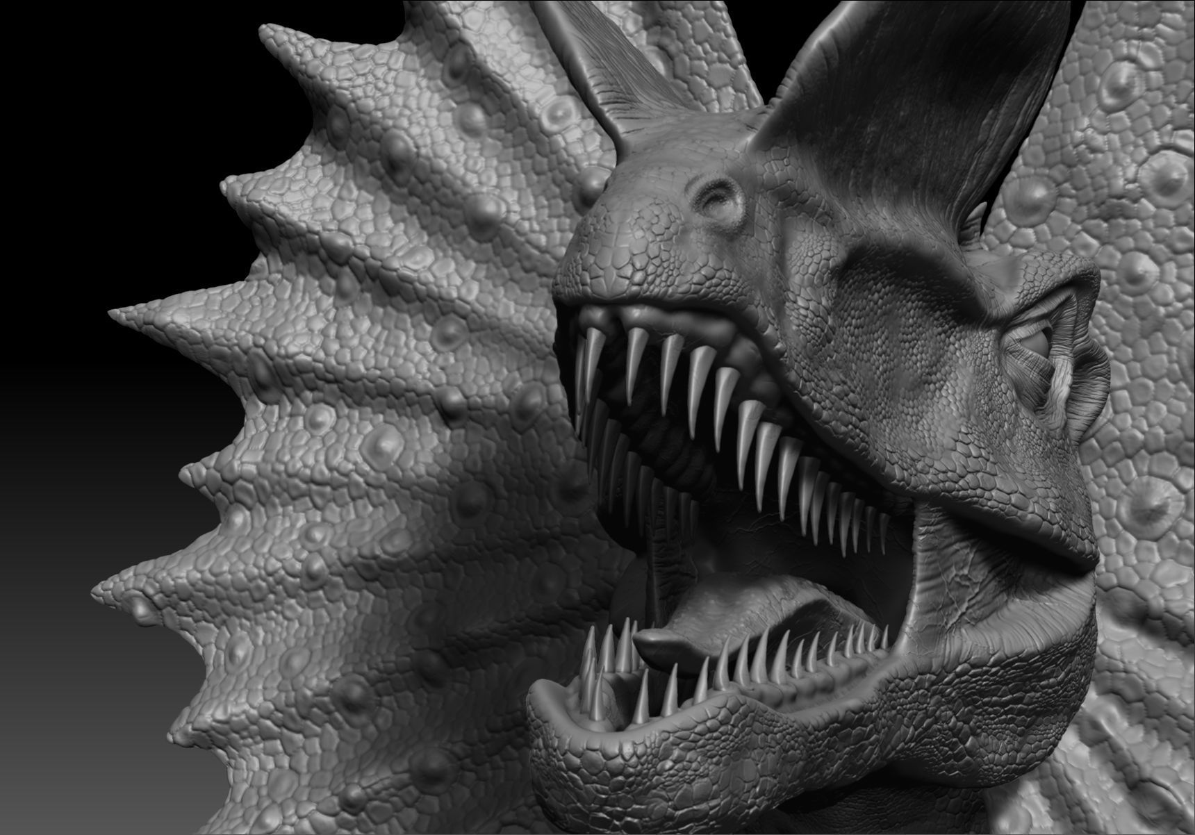 Dinosaur Dilophhosaurus Sculpt Project 3D model_6