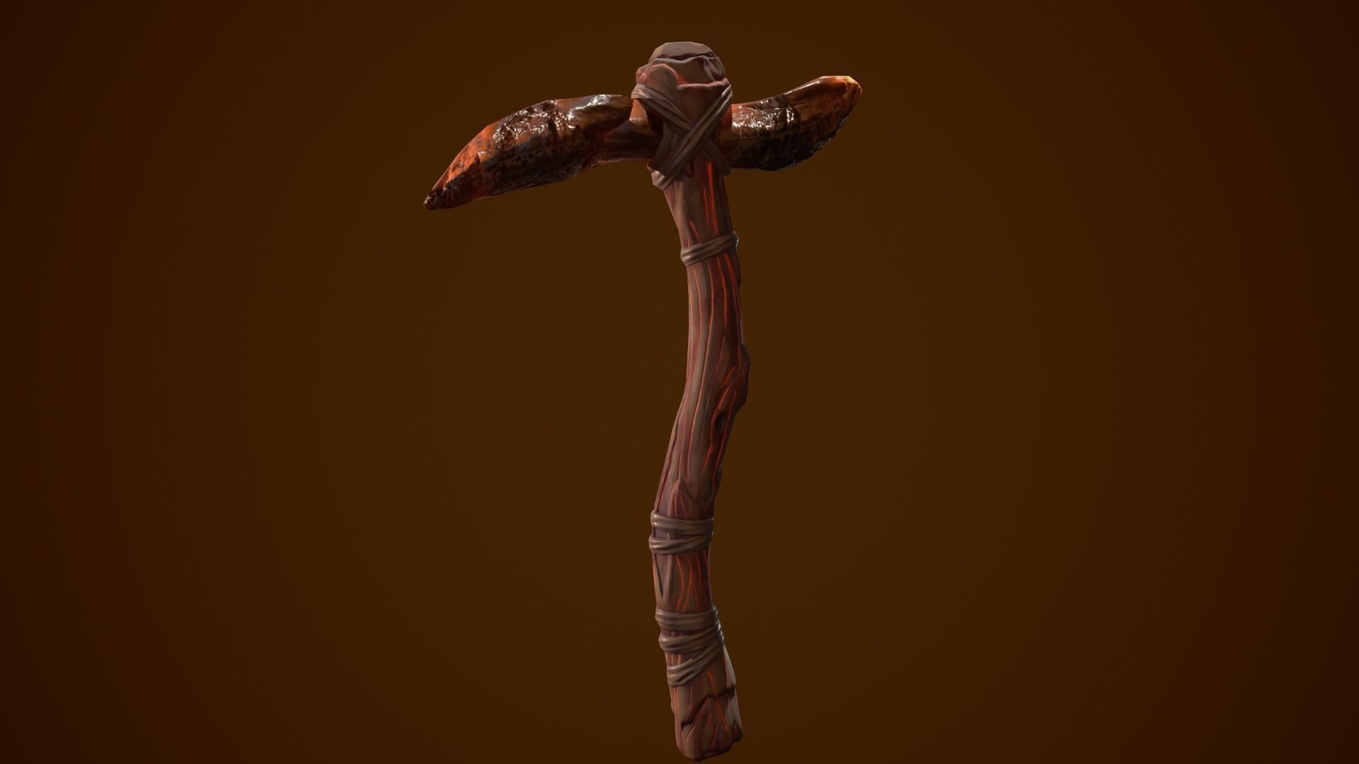 Stylized Pickaxe Low-poly 3D model_8