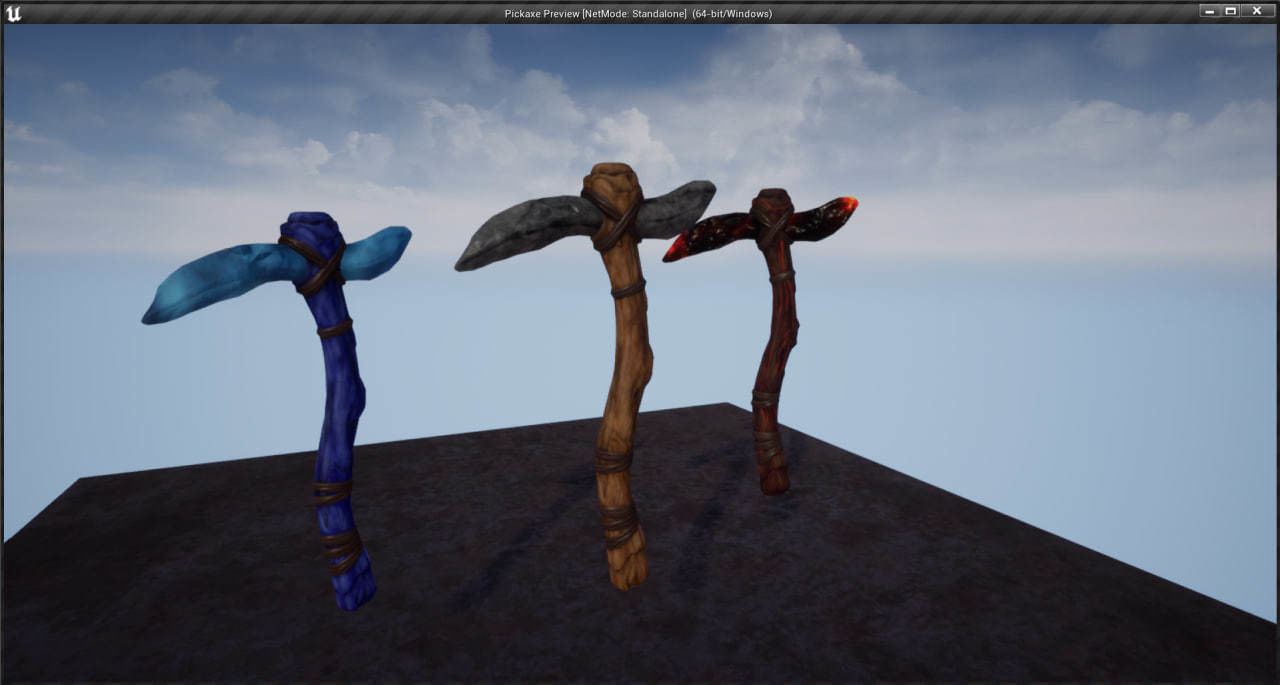 Stylized Pickaxe Low-poly 3D model_11