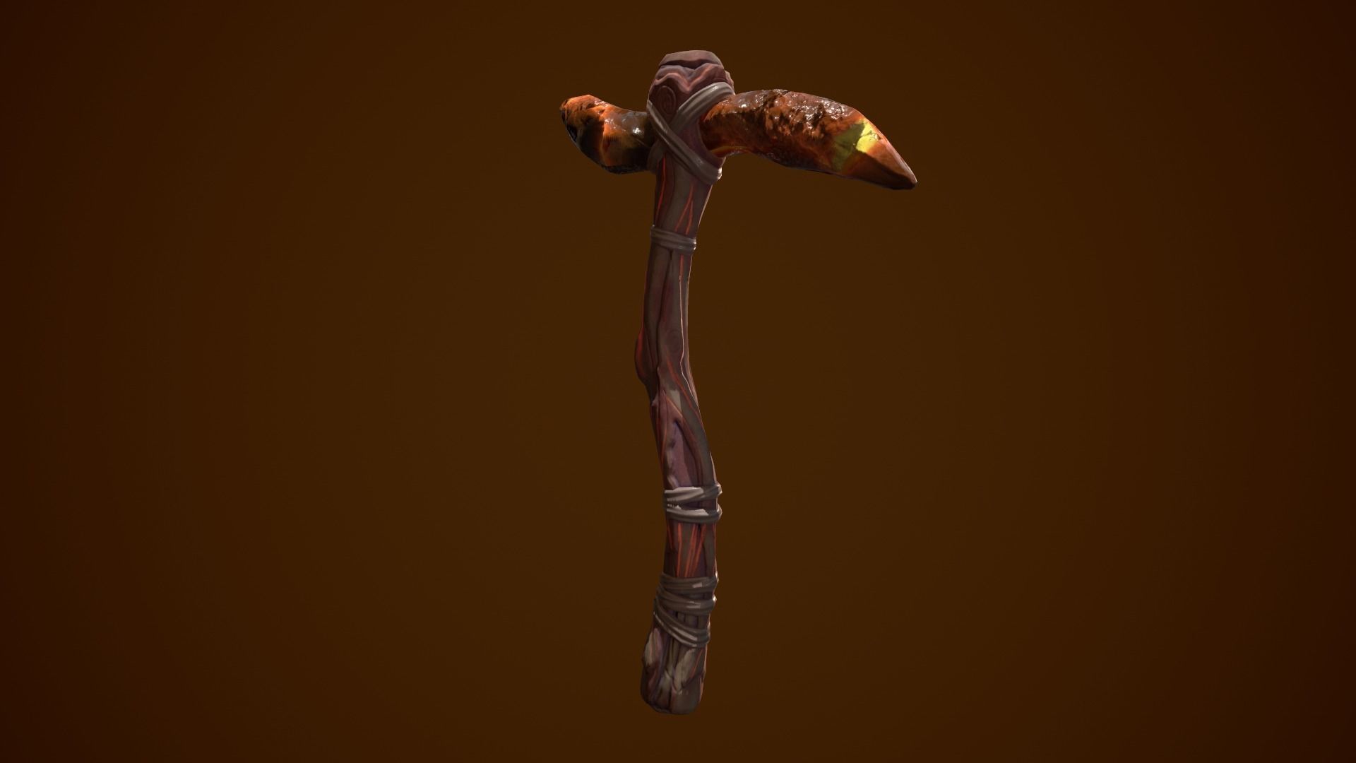 Stylized Pickaxe Low-poly 3D model_10