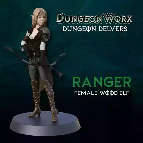 Female Elf Ranger miniature for Tabletop RPGs 3D print model
