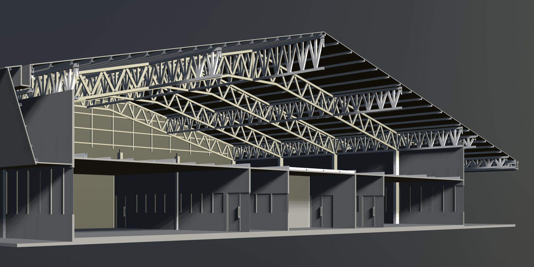 Warehouse in section cut 3D model_2