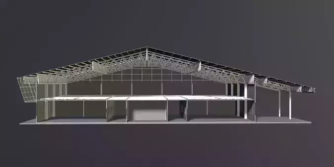 Warehouse in section cut 3D model