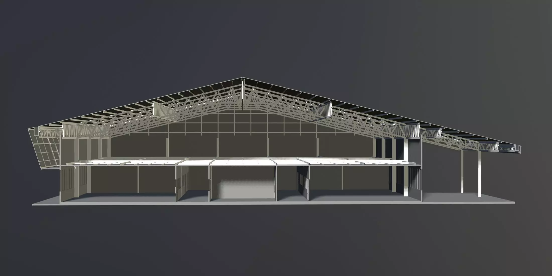 Warehouse in section cut 3D model_0