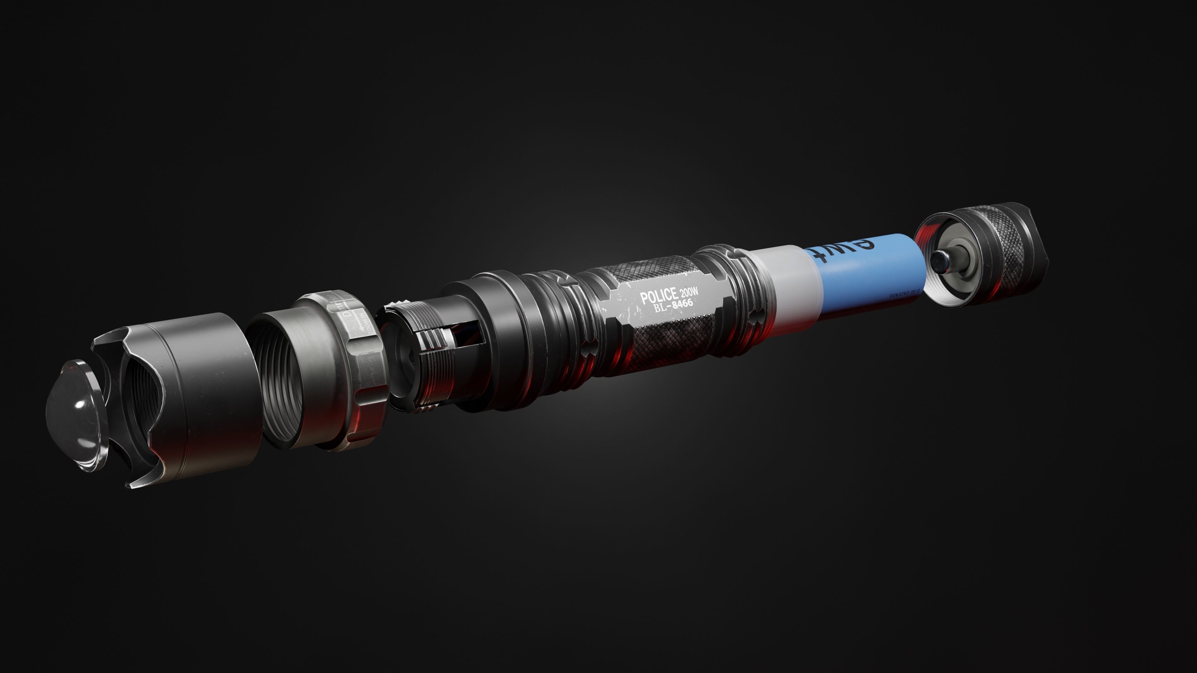 Old flashlight  Low-poly 3D model_7